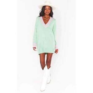 New Show Me Your Mumu Hartford Mint Green & Pink Sweater Dress | XL